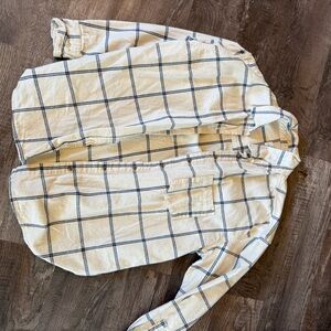 Women’s Cream and Blue Checkered Shirt